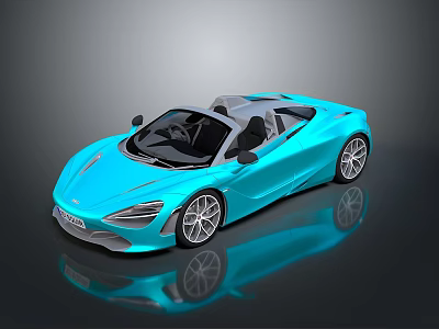 Blue Convertible Sports Car With Sleek Design And Alloy Wheels On Reflective Surface 3d model