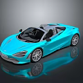 Blue Convertible Sports Car With Sleek Design And Alloy Wheels On Reflective Surface