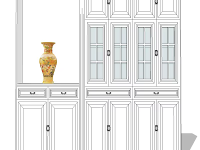 Elegant Wine Cabinet Design With Glass Doors Drawers And Storage Cabinets 3d model