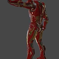 Iron Man Superhero in Red Armor with Glowing Eyes Arc Reactor and Outstretched Hand