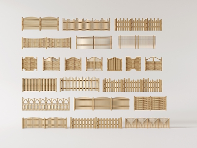 Modern Fence Gate Patio Door Denim Door Courtyard Wooden Door Fence Wooden Grille Fence Guardrail Wooden Railing model