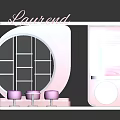 Cosmetics Booth Display With Round Mirror Pink Stools And Wooden Base