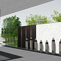 Serene Garden Landscape Design With Lush Green Trees And Trimmed Shrubs