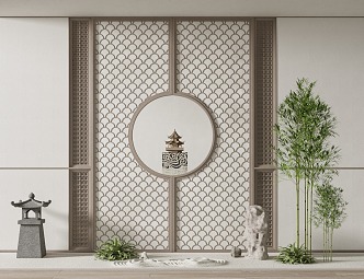 New Chinese background wall 3d model