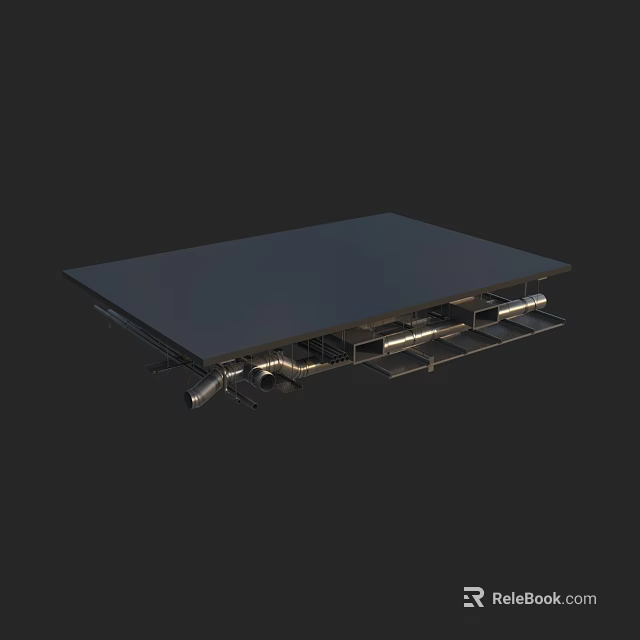 Industrial Metal Piping System With Structural Supports And Framework Design 3d model