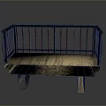 Vintage Wooden Bench Featuring Black Red Railing And Distressed Wood Seat