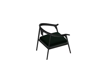 Minimalist Leisure Chair With Black Frame Curved Armrests Dark Cushion And Slender Legs 3d model