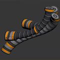 Black And Yellow Corrugated Hoses With Metal Connectors For Industrial Equipment