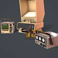 Vintage Computer Equipment Collection With Retro Monitor And Control Devices