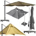 Outdoor Sunshade Canopy With Grey Yellow Fabric And Portable Wheel Stand For Garden Patio Use
