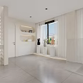 Modern Beauty Hair Salon Interior Featuring Elegant Marble Column Comfortable Sofa And Green Plants