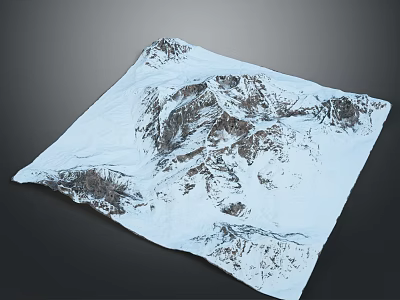 Snowy Mountain Terrain Model With Snow Covered Peaks And Rocky Ridges 3d model