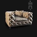 Beige Tufted Upholstered Accent Chair With Decorative Pillow And Modern Style