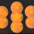 Hand Crafted Multiple Transparent Sphere Sculptures With Orange Stars Inside Design 3d model