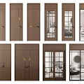 Modern Wooden Interior Hinged Doors With Various Panel Designs And Glass Inserts 3d model