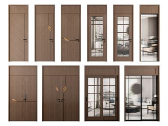 Modern swing door single door combination 3d model