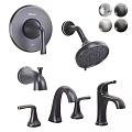 Different Types of Modern Bathroom and Kitchen Faucets with Shower Heads Handles and Knobs