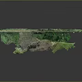 Detailed 3D Terrain Model With Green Vegetation Topographic Features Pathways And Elevation Layers