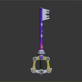 Purple Star Patterned Decorative Key Shaped Daily Life Accessory With Yellow Silver Base