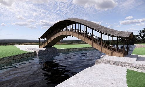 New Chinese-style Bridge 3d model