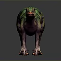 Realistic Colorful Green Blue Dinosaur 3D Model Standing With Detailed Texture