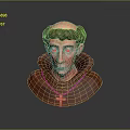Man Bust Sculpture in Brown Robe with Gold Cross on Chest
