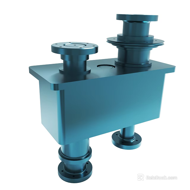 Blue Industrial Metal Equipment With Cylindrical Components And Base Structure 3d model