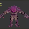 Fierce Reptilian Monster Animal Standing With Sharp Teeth Scales Claws And Scars