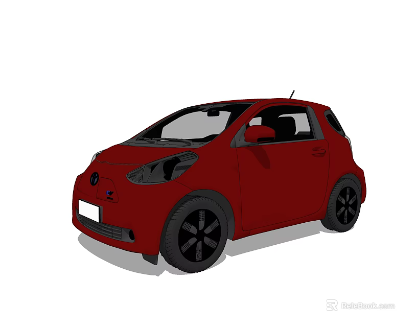 Red Compact Car With Modern Stylish Design And Black Wheels 3d model 