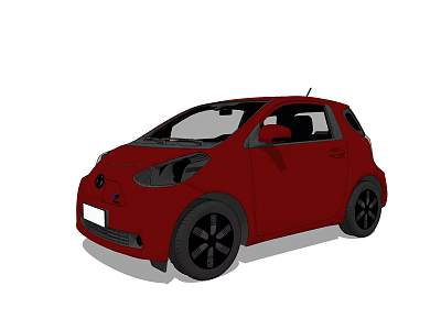 Red Compact Car With Modern Stylish Design And Black Wheels 3d model