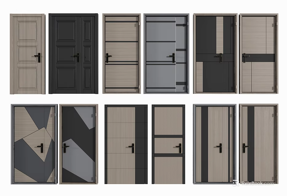 Modern Hinged Doors With Various Designs Colors And Styles For Interior 3d model