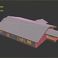 Wooden House Exterior Design With Metal Sloped Roof And Porch Extension Structure