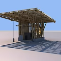 Wooden House With Bamboo Roof Staircase And Open Structure Design