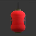 Red Furniture Decorative Lantern With Black Pattern And Golden Top Bottom