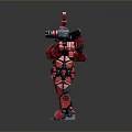 Game Movie Character Red Mech Robot With Detailed Sword Weapon And Armor Design