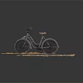 Row of Classic Bicycles with Brown Fallen Leaves on White Background