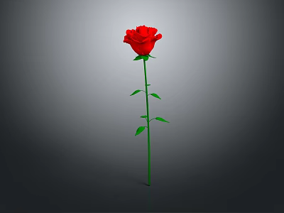 Red Rose Themed Decorative Light With Green Stem On Grey Background 3d model