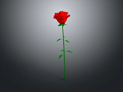 Red Rose Themed Decorative Light With Green Stem On Grey Background 3d model