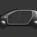 Modern Compact Car With Transparent Glass Roof And Two Seats Interior Design