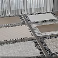 Modern Square Rugs With Black And White Geometric Patterns For Interior Decor 3d model