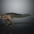 Realistic Standing Dinosaur Model Featuring Head Crest Spotted Brown Green Body And Long Tail