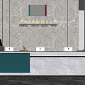 Modern Reception Desk Front Desk Background Wall Vase Chandelier 3d model