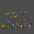 Various Sports Equipment Collection Featuring Treadmill Dumbbell Parallel Bars And Exercise Benches