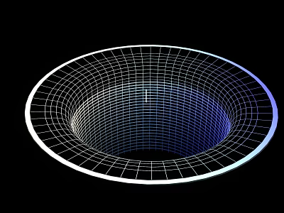 Museum Interactive Exhibit Featuring Grid Like Funnel Shaped Structure With Blue Gradient 3d model