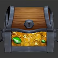 Open Treasure Chest Filled With Shining Gold Coins And Colorful Gems