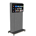Gray Storage Cabinet With Display Screen Showing Multiple Icons And Cable 3d model