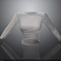 Basic Fitted White Long Sleeve Top Display on Black Background With 3D Rendered View