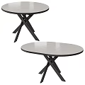 Modern Round Solid Wood Table With Sturdy Crisscross Black Metal Legs For Casual Home Dining