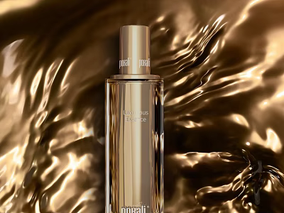 Elegant Luxury Golden Perfume Bottle With Shiny Surface On Glowing Gold Background 3d model