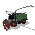 Agricultural Forage Harvester With Green Body White Roof Red Cutting Mechanism And Large Wheels